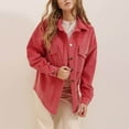 thumbnail image 2 of Usmixi Shacket Jacket for Women Womens Casual Coat Long Sleeve Solid Turndown Button up Shirts Jacket Ladies Fall Lightweight Comfy Corduroy Outwear with Pocket Winter Shacket Jacket, 2 of 6