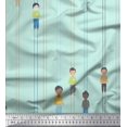 thumbnail image 1 of Soimoi Green Poly Georgette Fabric Stripe & Mens Human Figure Printed Craft Fabric by the Yard 42 Inch Wide, 1 of 1