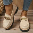 thumbnail image 5 of SYMOID Womens Beige Chunky Sole Loafers - Re-Ro Ox-Rd Cloth Shoes with Metal Buckle, Comfortable Breathable Daily Wear for Women Size 5.5-10.5,Size 38, 5 of 8