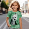 thumbnail image 2 of Landzoo Kids Boys Girls Tees Cute Dog Print Short Sleeve Crew Neck T Shirt Summer Quick Dry Toddler Girls Shirt Size 6-7 Years Green, 2 of 4