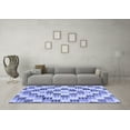 thumbnail image 3 of Ahgly Company Machine Washable Indoor Round Checkered Blue Modern Area Rugs, 7' Round, 3 of 4