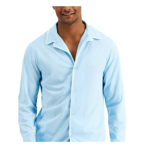 CLUBROOM Chemise de Nuit Col Cranté Bleu Clair Haut de Pyjama TTG