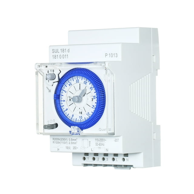 SUL181d 24-Hour Mechanical Timer 30-Minute Intervals Time Switch Relay Electrical Programmable Timer 24 hour Din Rail Timer Switch with 96 Times Off or On Time Set