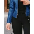 thumbnail image 5 of Dewadbow Women'S Faux Leather Jacket Zip Up Short Fitted Slim Cropped Coat, 5 of 6