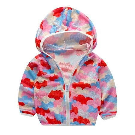 

Dadaria Toddler Clothes Summer Girls Sunscreen Clothing Cartoons Print Sun Protection Long-slevees Red 100 Toddler