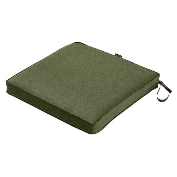 Classic Accessories Montlake FadeSafe Square Patio Dining Seat Cushion - 2" Thick - Heavy Duty Outdoor Patio Cushion with Water Resistant Backing, Heather Fern Green, 20"W x 20"D x 2"T