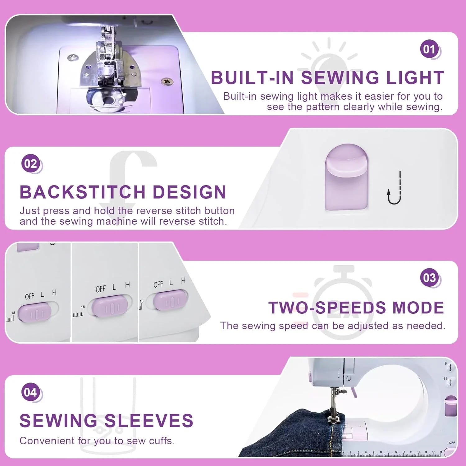 SINGOMON Sewing Machine, 67PCS Sewing Tool Set, Portable Sewings Machine Built-in12 Stitch Patterns, Dual-Speed Control, Home Multi-Function Handheld Mending Machine for Beginners