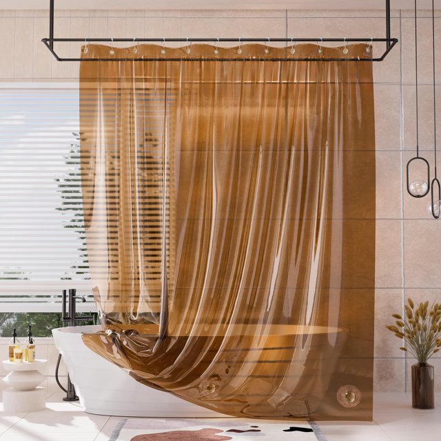 Forro para cortina de ducha AmazerBath, 100% EVA, suave y transparente, color ámbar