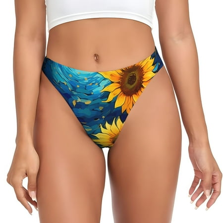 Sigee Vintage Starry Sky Sunflower for Women s G-String Panty  Low Rise  Soft Lace Perfect for Everyday Wear or Special Occasions-4X-Large