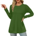 thumbnail image 2 of Antinious Womens T Shirts Solid Long Sleeve Crew Neck Basic Tee,Sweatshirt for Women,Going Out Tops for Women,Army Green,S, 2 of 5