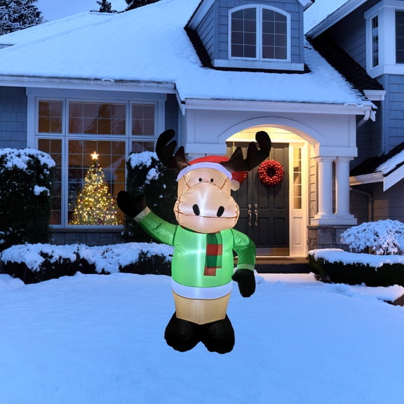 Northlight Lighted Inflatable Moose Outdoor Christmas Decoration - 4.25'