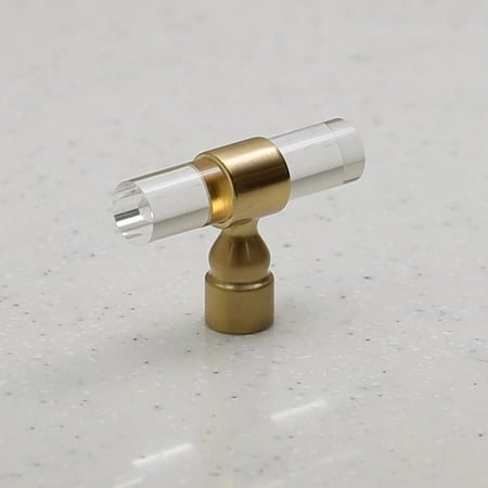 Clear Crystal Lever Handle Lucite on Satin Gold -Knob 2.2