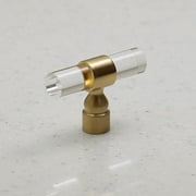 Lucite on Satin Gold -Knob 2.2" x 0.66" - Face - Modern Gold - Clear Acrylic Cabinet Handle Furniture Door