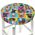thumbnail image 3 of Bingfone14 Inch Padded Round Bar Stool Cover Cushion With Elastic Fabric Round Chair Seat - Cute Dogs Collage, 3 of 7