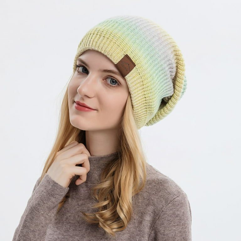Biziza Womens Cute Baggy Beanie Hat Trendy Ski Knitted lightweight