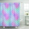 ARTJIA Pink Magic Mermaid Tail Fish Scale for Beach Party Summer Wedding Romantic Gradient Mesh with Blue Shower Curtain 66x72 inch