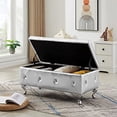 thumbnail image 6 of RSJIWOGZ L\u201CKeKe Upholstered  Bench Entryway Bench Ottoman  Safety Hinges Hallway Bedroom Living Room Available 250 LBS.(Gray), 6 of 6