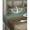 thumbnail image 2 of Ambesonne Anchor Fitted & Top Sheet Set with Shams, Grunge Marine Wooden Plank, Multicolor, 2 of 4