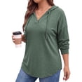 thumbnail image 3 of WellSize Womens Plus Size Hoodies Trendy Drawstring Sweatshirts for Women Casual V Neck Tops Fall Lightweight Pullover, 3 of 8