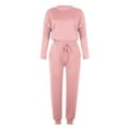 thumbnail image 4 of Amtdh Sweatsuits for Womens Solid Color Long Sleeve Pullover Tops with Drawstring Jogging Pants Set Women's Two-piece Comfortable Home Pajamas Casual Plus Size Ladies Trendy Outfits Pink XL, 4 of 9