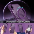 thumbnail image 4 of for iPhone Xs Max Case  with Ring Stand[Compatible with Magsafe], Full Body Protective Cover Slim Shockproof Kickstand Phone Case for Apple iPhone Xs Max 6.5", Deep Purple, 4 of 16