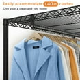 thumbnail image 2 of Clothes Rack, Heavy Duty Clothing Rack for Hanging Clothes, Clothing Rack with Wheels, Adjustable Metal Garment Rack, 15.7"D x 35.5"W x 79"H, Black, 2 of 8