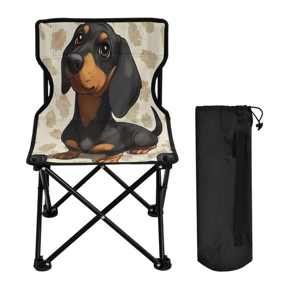 WOBOGO Dachshund Pattern Camping Chair Convenient Four Corner Backrest Folding Stool Can Hold Up to 220lbs