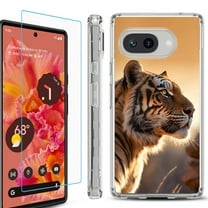 For Google Pixel 9a Phone Case Cover, Shockproof Bumper Case with Tempered Glass Screen Protector, by OneToughShield - Tiger