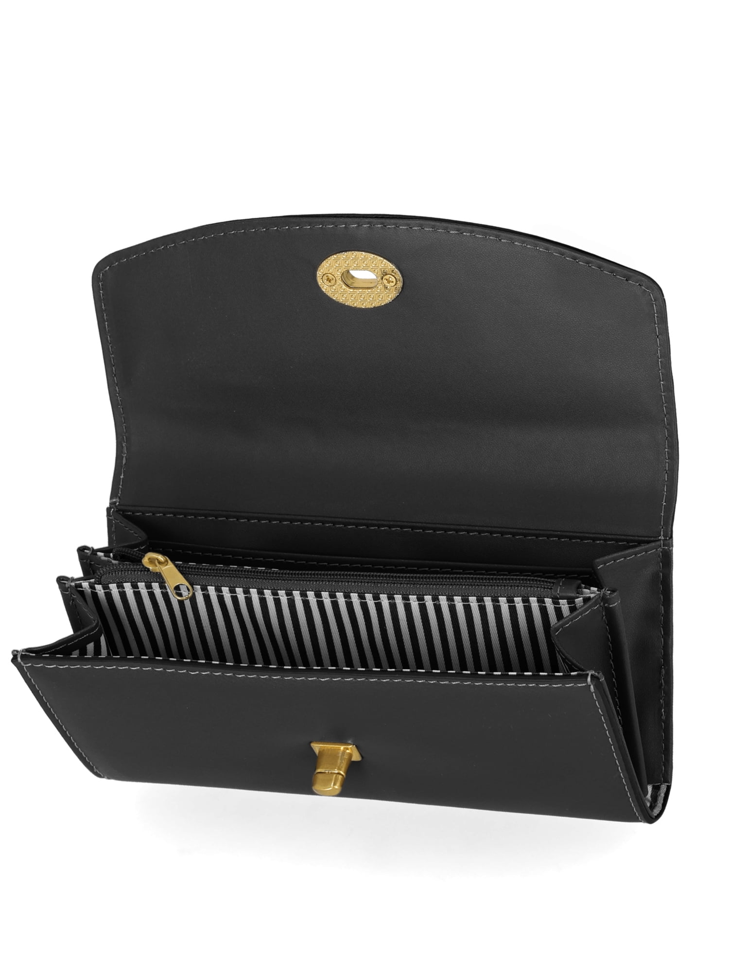 Free Assembly Women's Faux Leather Clutch Wallet, Black