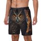 thumbnail image 1 of Balery Classical Style Brown Owl Bañador para hombre, shorts de playa de secado rápido con entrepierna y forro de compresión-Medium, 1 of 6