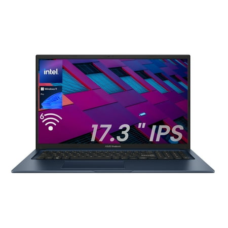 ASUS Vivobook 17.3” FHD IPS Windows 11 Pro Laptop, Intel Core i3-1215U, 16GB RAM, 2TB SSD, Blue