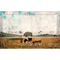 thumbnail image 2 of Bluebird Barn 24x17 White Modern Wood Framed Museum Art Print Titled - Vintage Grazing Cattle, 2 of 4