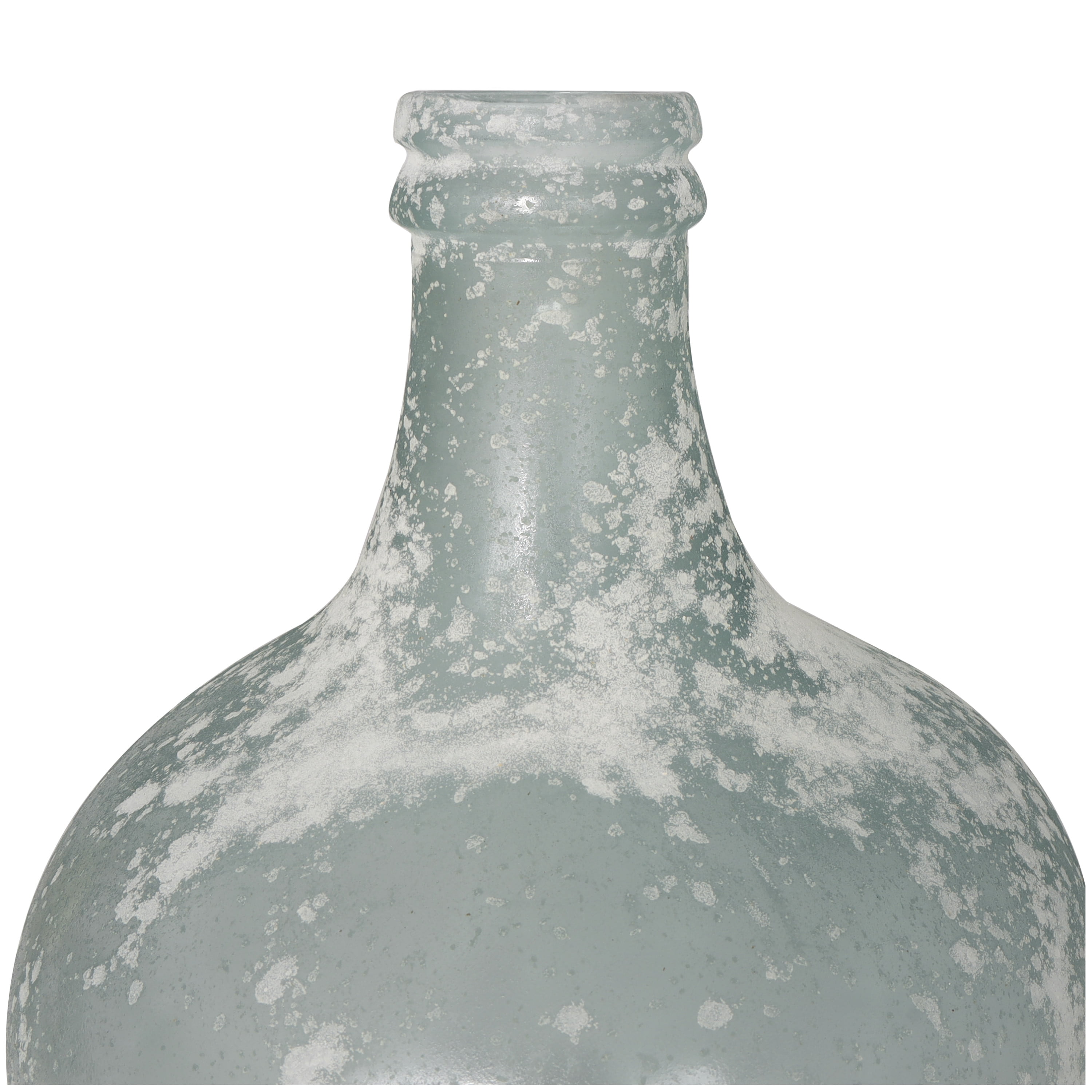 DecMode 17" Handmade Frosted Spanish Bottle Recycled Glass Vase