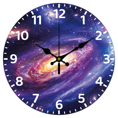 12inch Universe Galaxy Wall Clock Battery Operated Silent Non Ticking Round Decorative Clock for Office Home Living Room Bedroom Bathroom