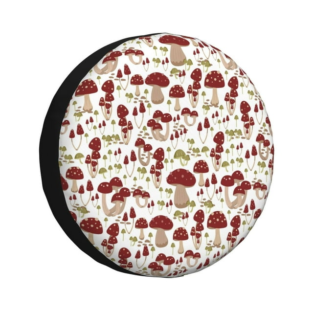 Fotbe Mushroom Funda de Llanta de Repuesto con Estampado, Engrosada, Ajuste Universal para Jeep, Remolque, RV, SUV, Camión-16 inch