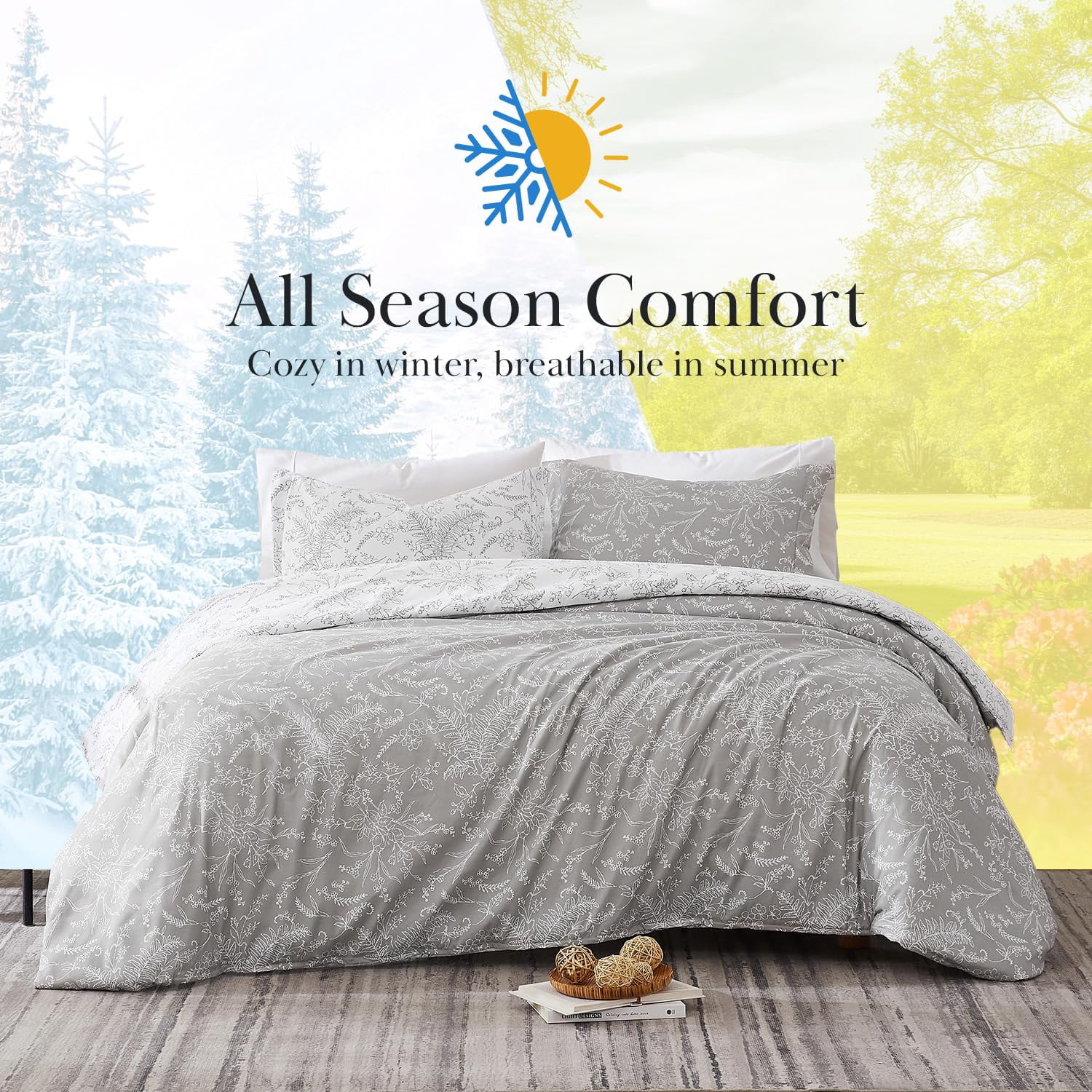 Winter Brush Print Ultra-Soft & Supreme Quality Reversible Comforter Set