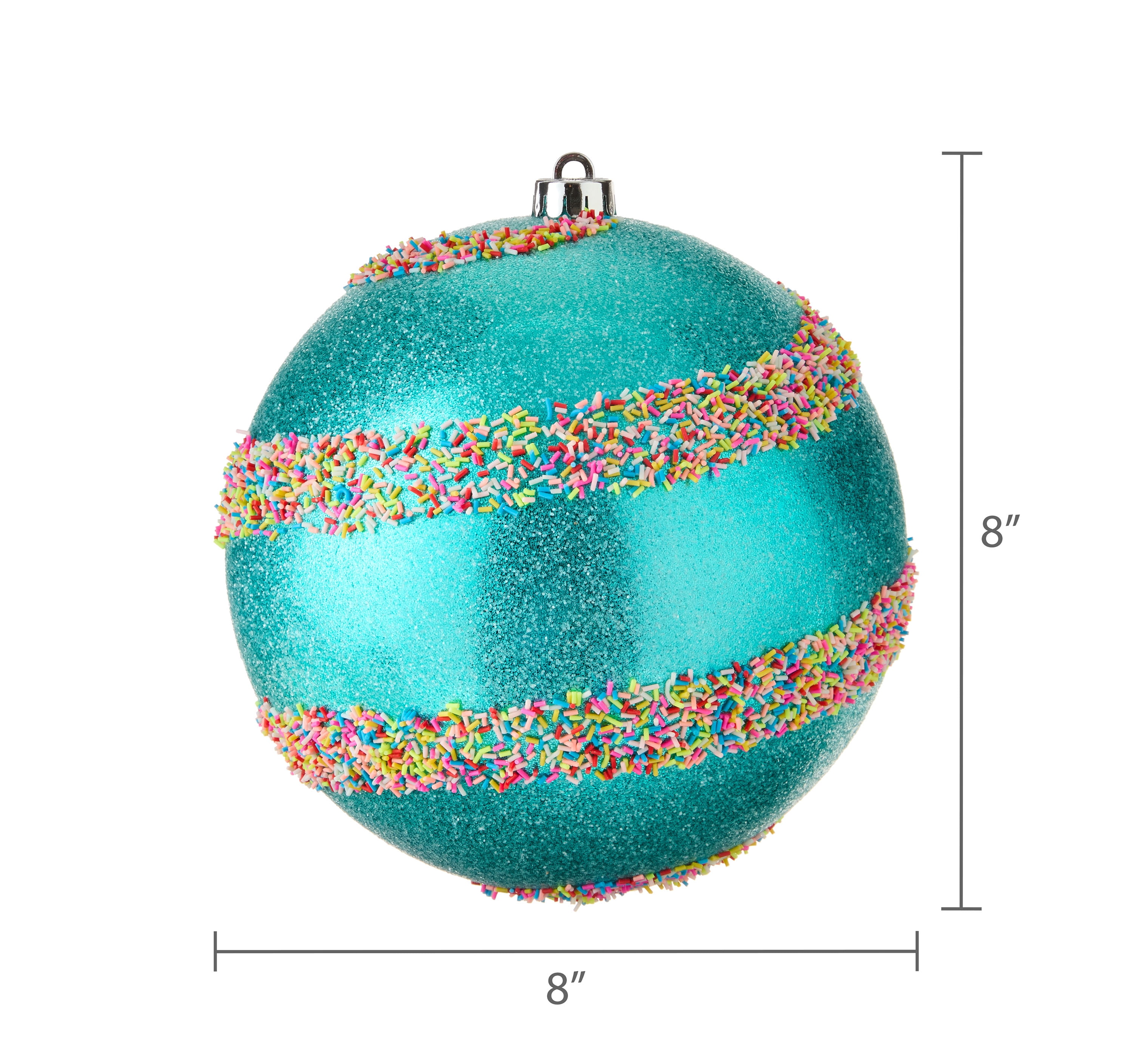 2-Count Pink and Blue Jumbo Shatterproof Christmas Ornaments with Multicolor Glitter Stripes, 7.87 in, by Holiday Time