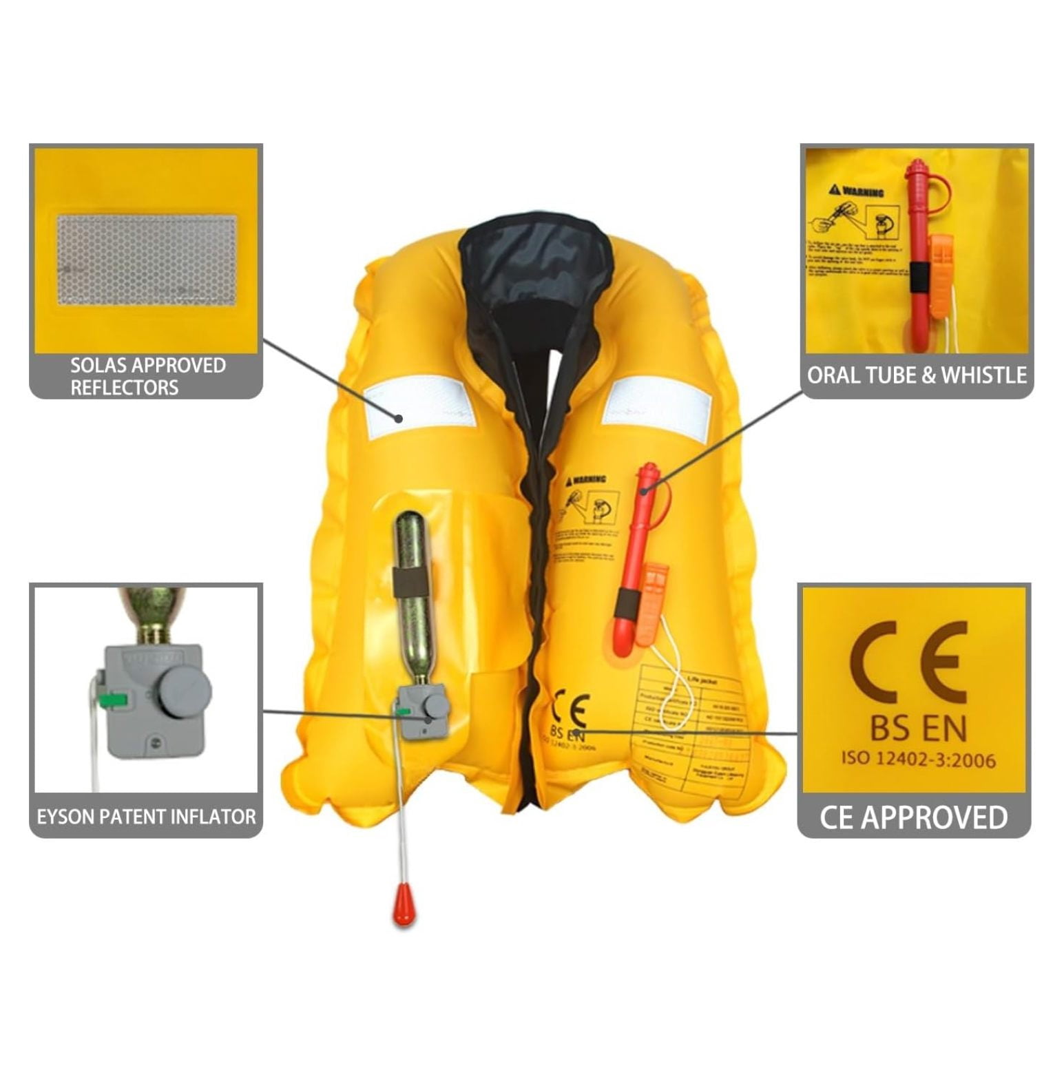 Inflatable Life Life Vest Highly Visible Manual for Adults (Red)