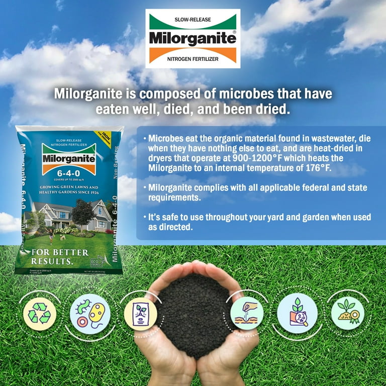 Milorganite Long Lasting All Purpose Lawn Food 6 4 0 Fertilizer 32 lb