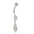 thumbnail image 2 of AVORA 10K White Gold Simulated Diamond CZ Teardrop Dangle Belly Button Ring Body Jewelry (14 Gauge), 2 of 5
