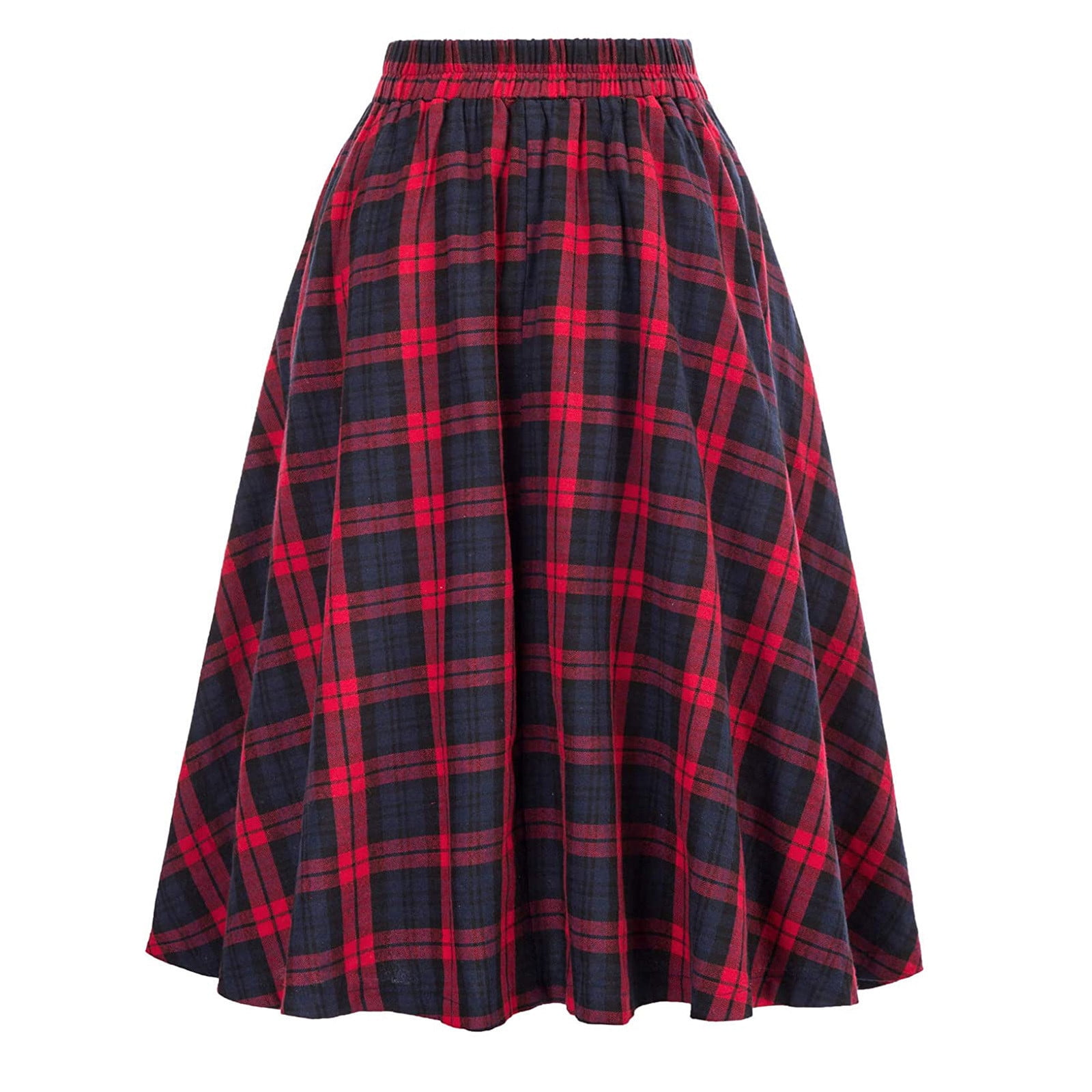 Mefallenssiah Women Fashion Plaid Printing with Buttons Vintage High Waist Pleated Skirt Walmart