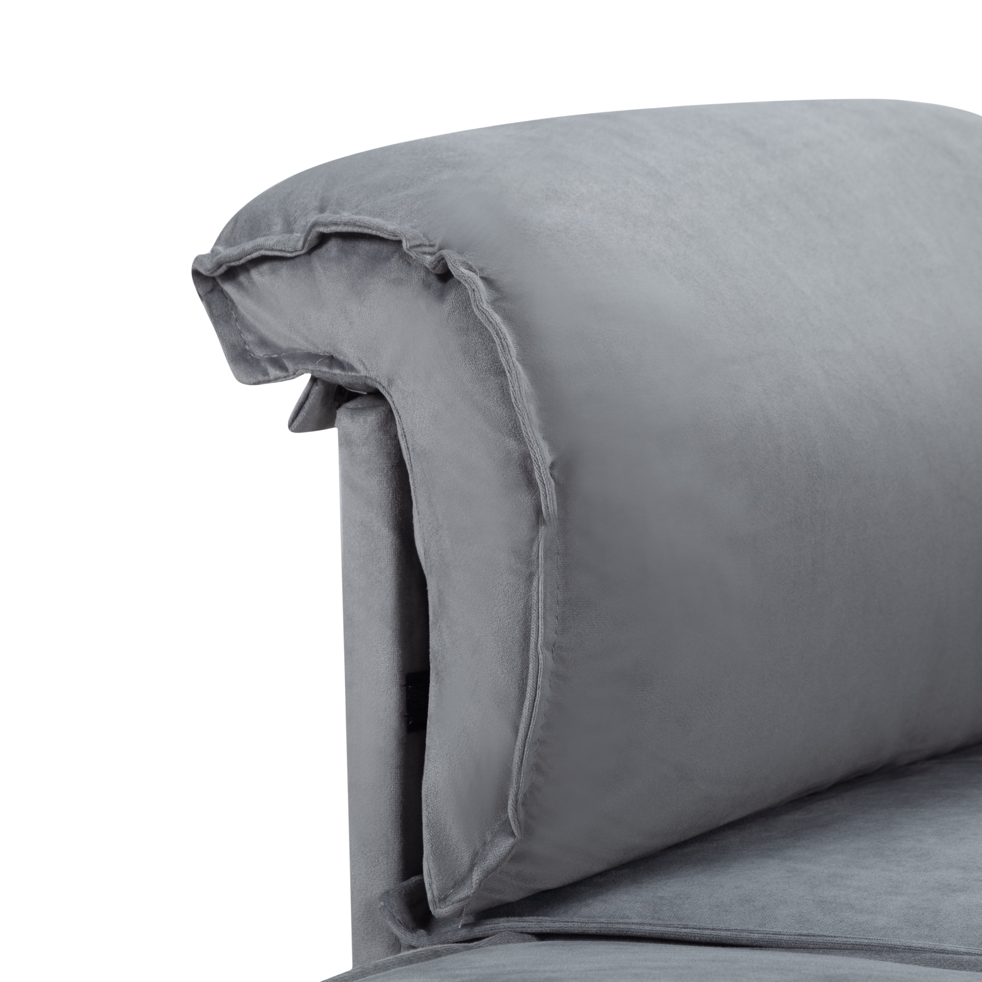 BSHTI 34.3" Convertible Pull-Out Sleeper Chair, Twin-Size Bed with Velvet Upholstery, 3-Position Adjustable Backrest, Metal Frame for Small Space & Guest Room, Gray