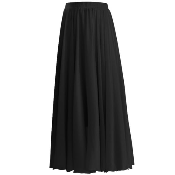 Zshosam Women's High Waist Flowy Pleated Maxi Skirt(Black,S)