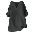 thumbnail image 5 of Kcolen Women Blouses for Work Summer Solid Color Short Sleeve T-Shirts V Neck Comfortable Pullovers Loose Fit Summer Outfits Clothes for Women, 5 of 5