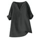 thumbnail image 4 of Blusa de mujer con cuello en V y manga corta de mezcla de lino: transpirable, sofisticada, informal/para el día a día. Tallas S-XXL. Contorno de pecho: 98-122 cm., 4 of 4
