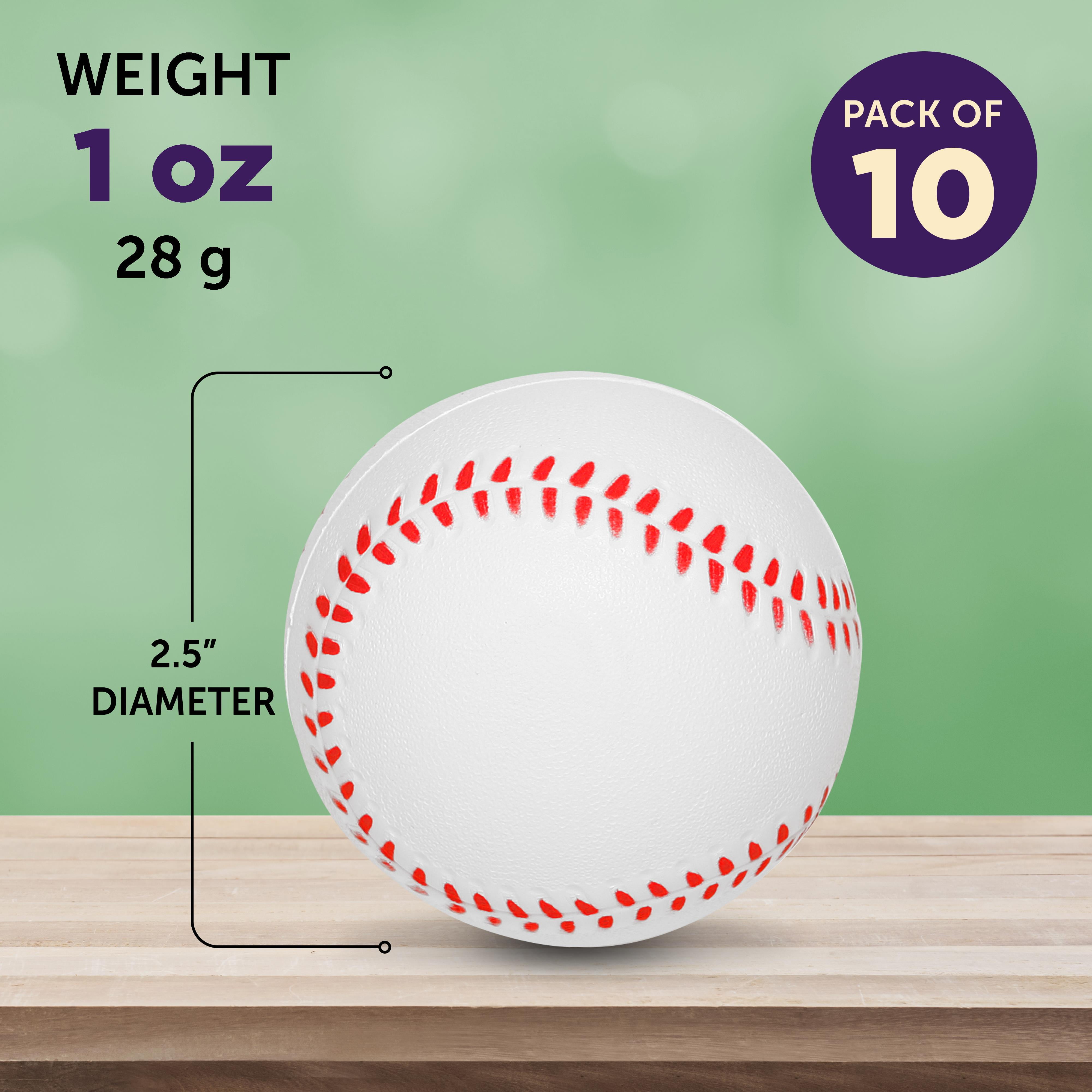 Baseball Stress Balls Set of 10, Bulk Pack - Anxiety Stress Relief, Perfect for Your Desk, Office or Home - White