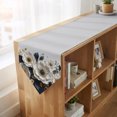 thumbnail image 4 of Cream Beige Flowers Table Runner Linen Burlap Table Runner 70 Inches Long Modern Chic Floral Navy Blue Leaves Dresser Scarves for Kitchen Island Coffee Dining Room Party Holiday Decoration 13"x70", 4 of 8