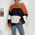 thumbnail image 2 of Clearance under $5 JINMGG 2025 Fall Winter Plus Size Sweaters for Women Clearance,Women's Contrast Crew Neck Knit Sweater, 2 of 9