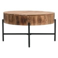 thumbnail image 3 of Contemporary Solid Wood and Iron Round Coffee Table Natural and Black, 3 of 8