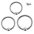 thumbnail image 2 of Nose Piercing Hoops Decorative 3PCS Stainless Steel Circle Lip Rings Nose Rings, 2 of 10